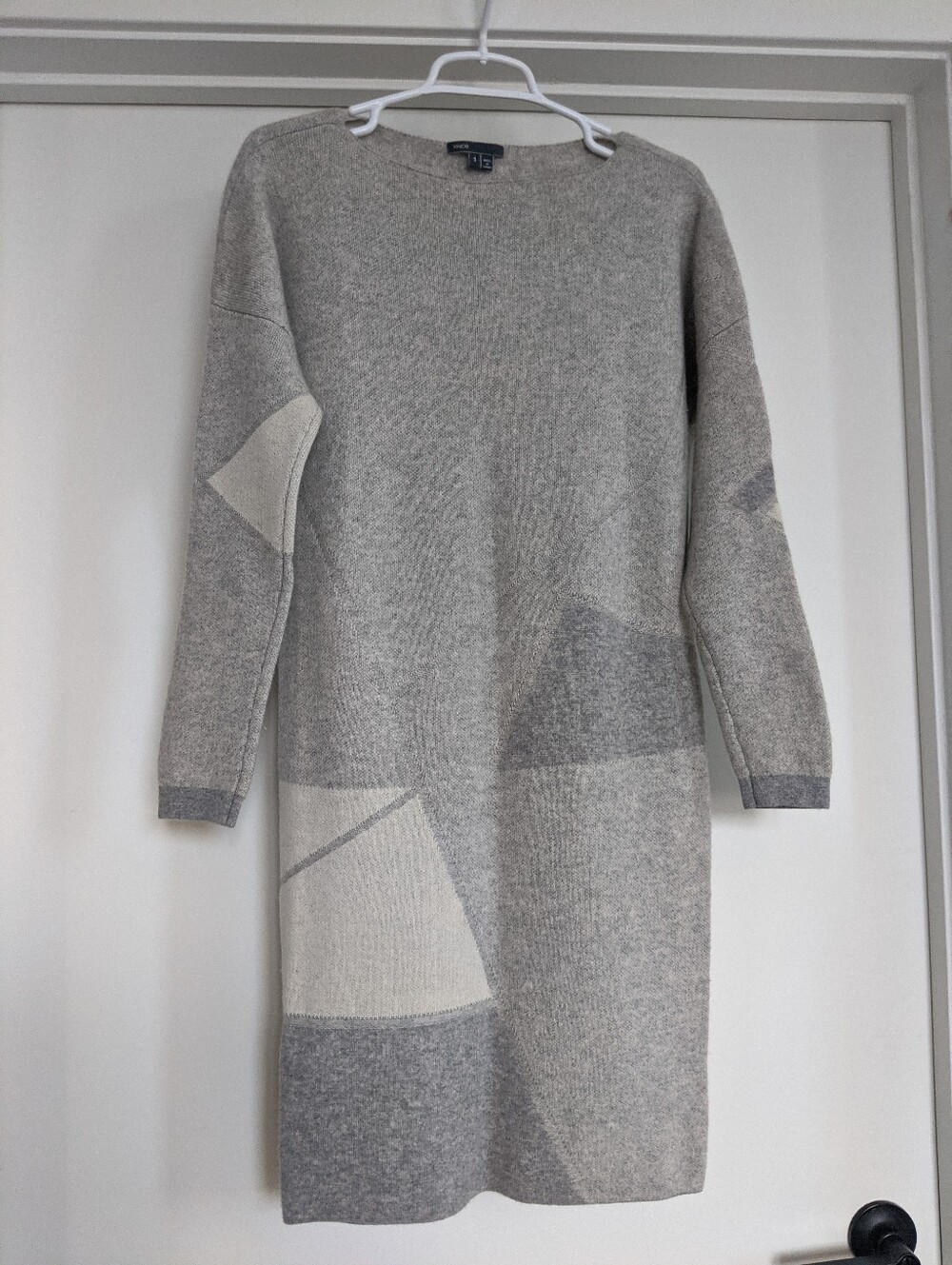 Vince Gray & Light Gray Long Sleeve Knit Sweater Dress